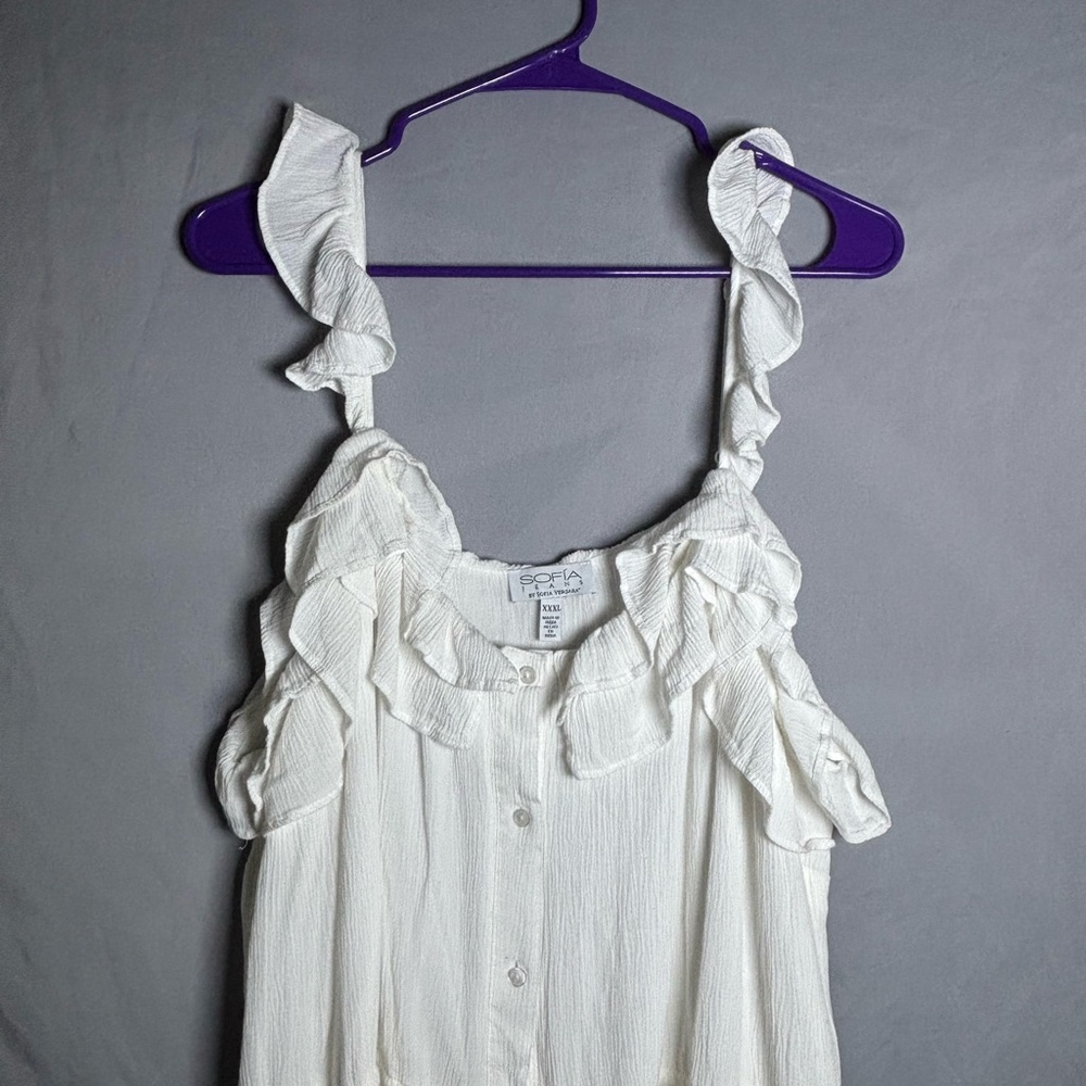 Sofia By Sofia Vergara White Ruffled Maxi Dress - image 2